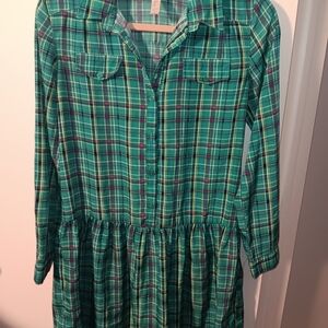 Cherokee Greenish Teal and Purple Plaid  Dress